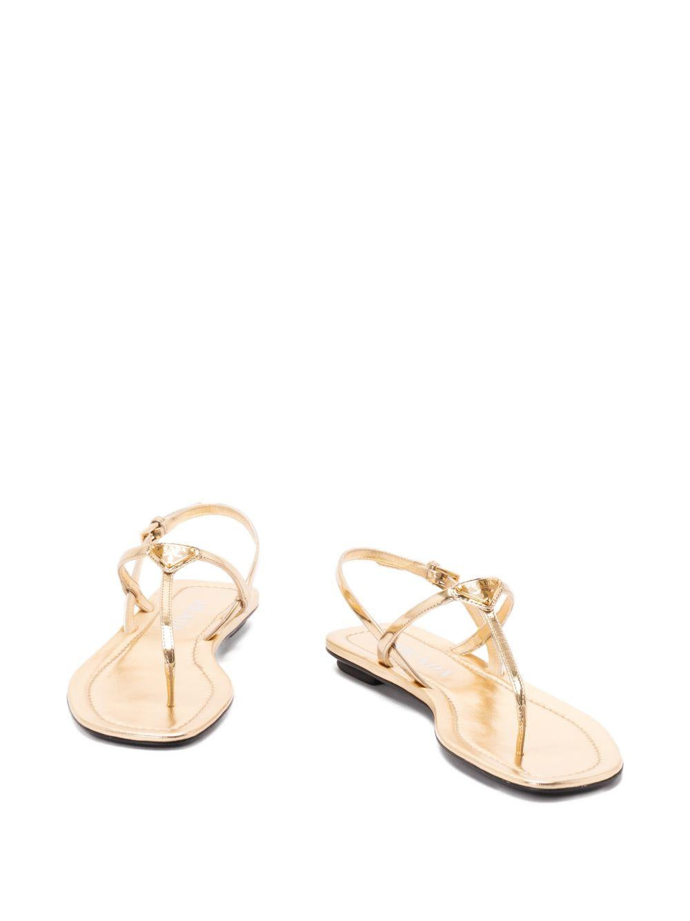 Prada Silver Calf Leather Bos Taurus Flat Sandals 1Y395O F 005 3AU1F0522 PRADA 