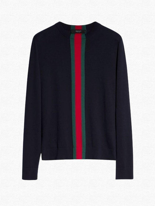 Crew-Neck Jumper with Web Detail 875177 XKFPC 4152 GUCCI 