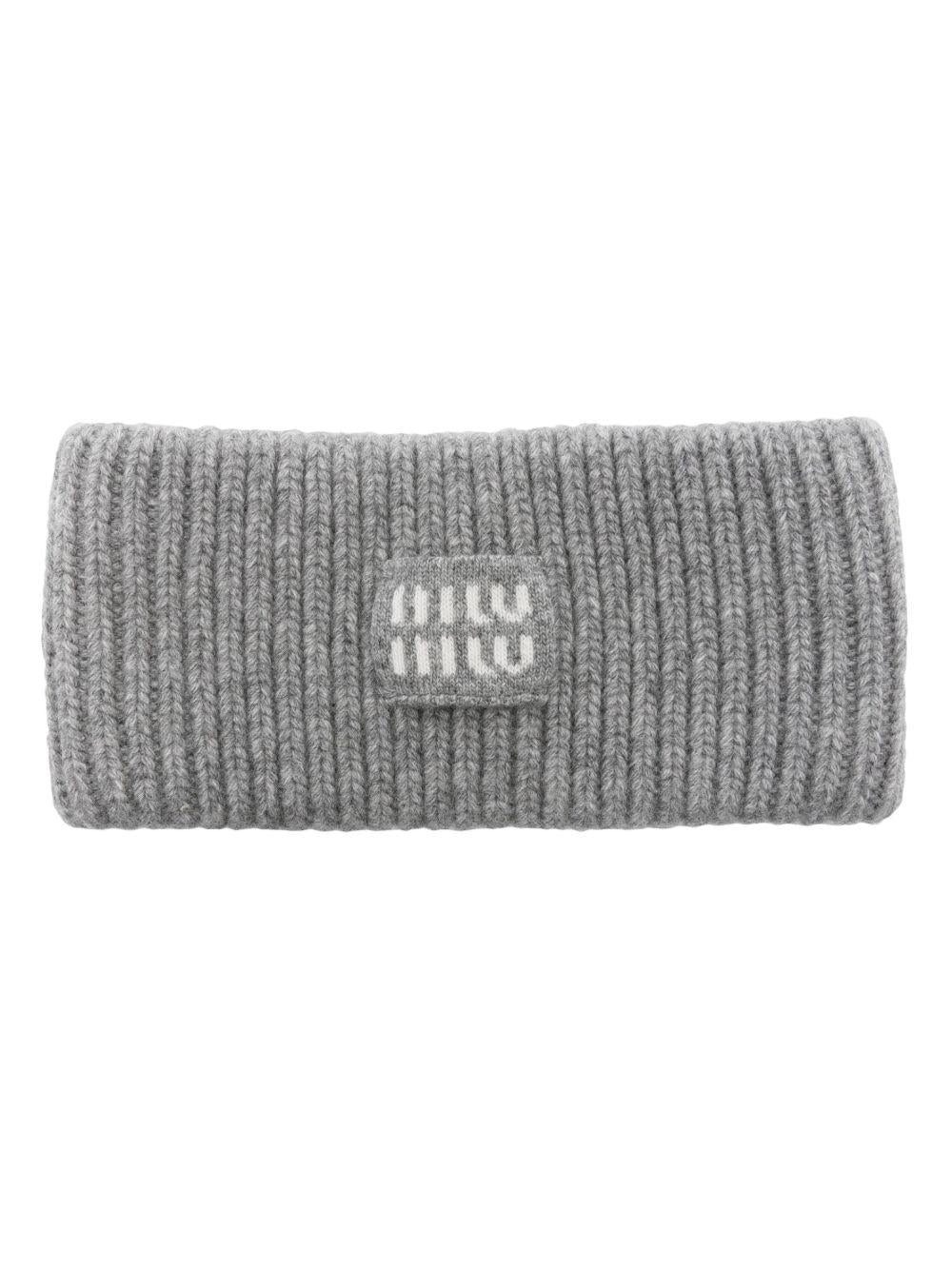 logo-patch wool-cashmere headband 5IH044 2F8SF0031 MIU MIU 