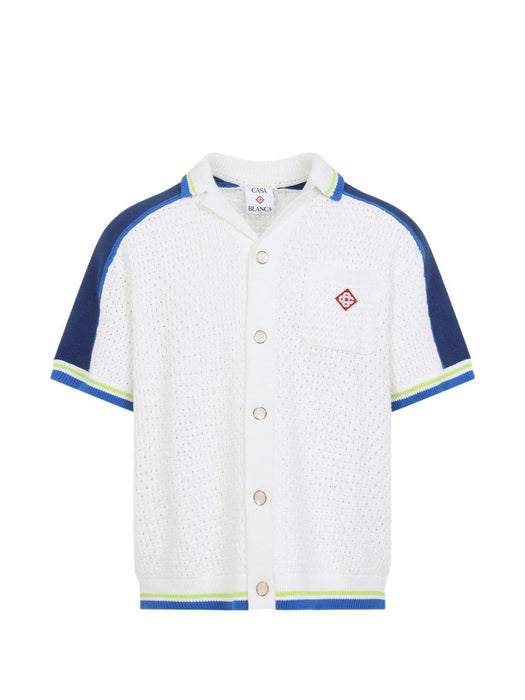 Short Sleeve Crochet Shirt M-SS26-KW-1310-01 WHITE / BLUE CASABLANCA 