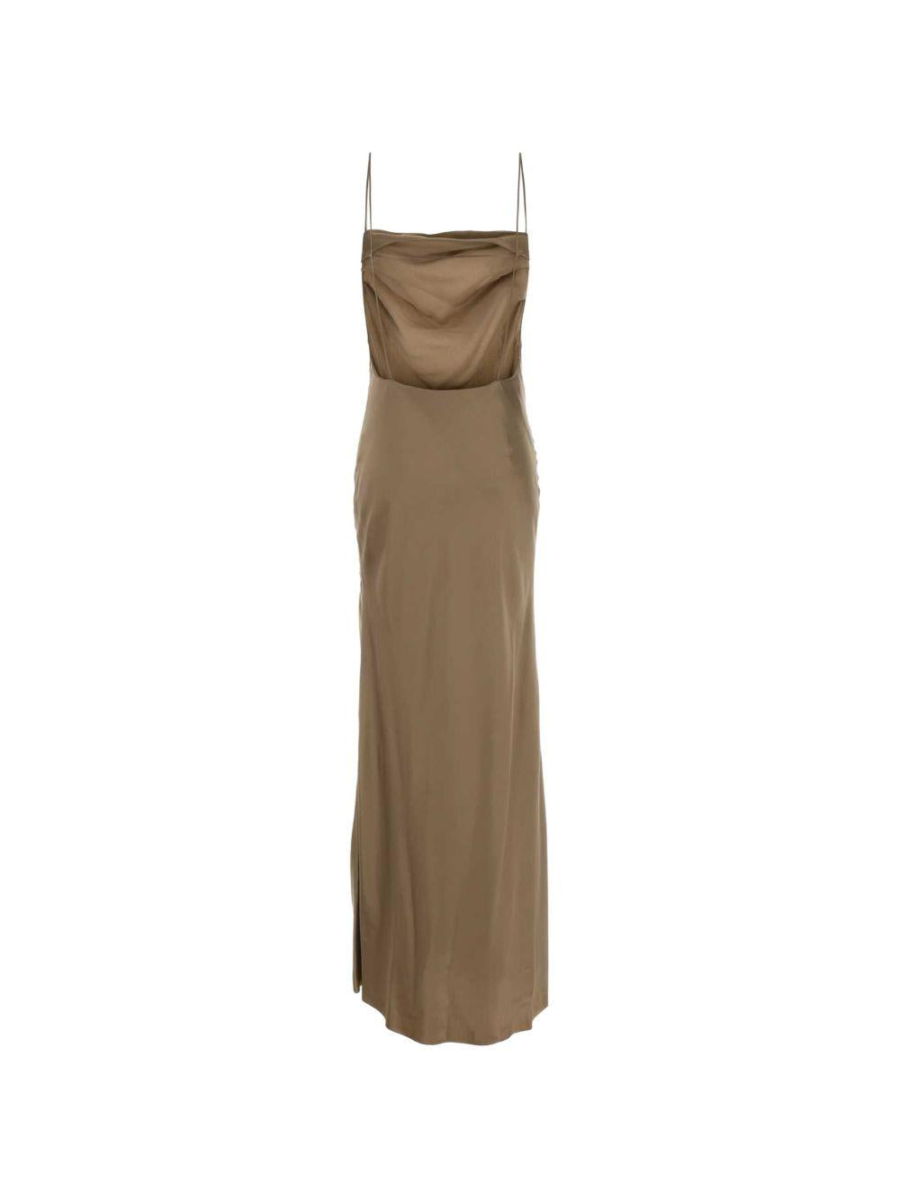 Backless cowl dress in silk satin 838025 Y7G279483 SAINT LAURENT 