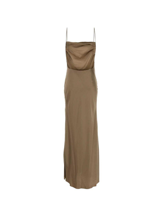 Backless cowl dress in silk satin 838025 Y7G279483 SAINT LAURENT 