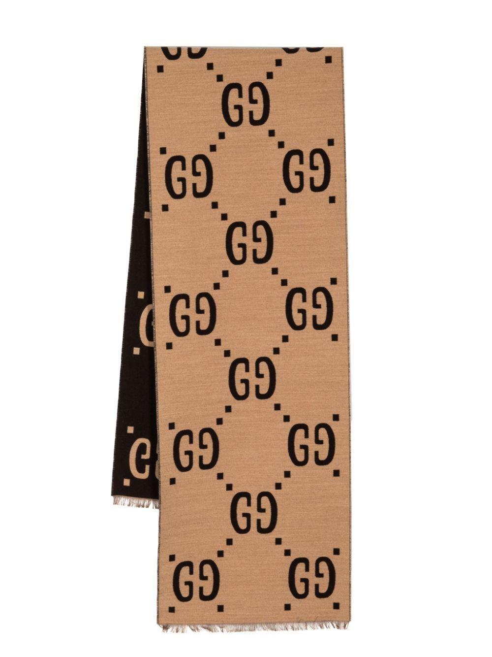 GG jacquard wool silk scarf 495592 4G3502179 GUCCI 