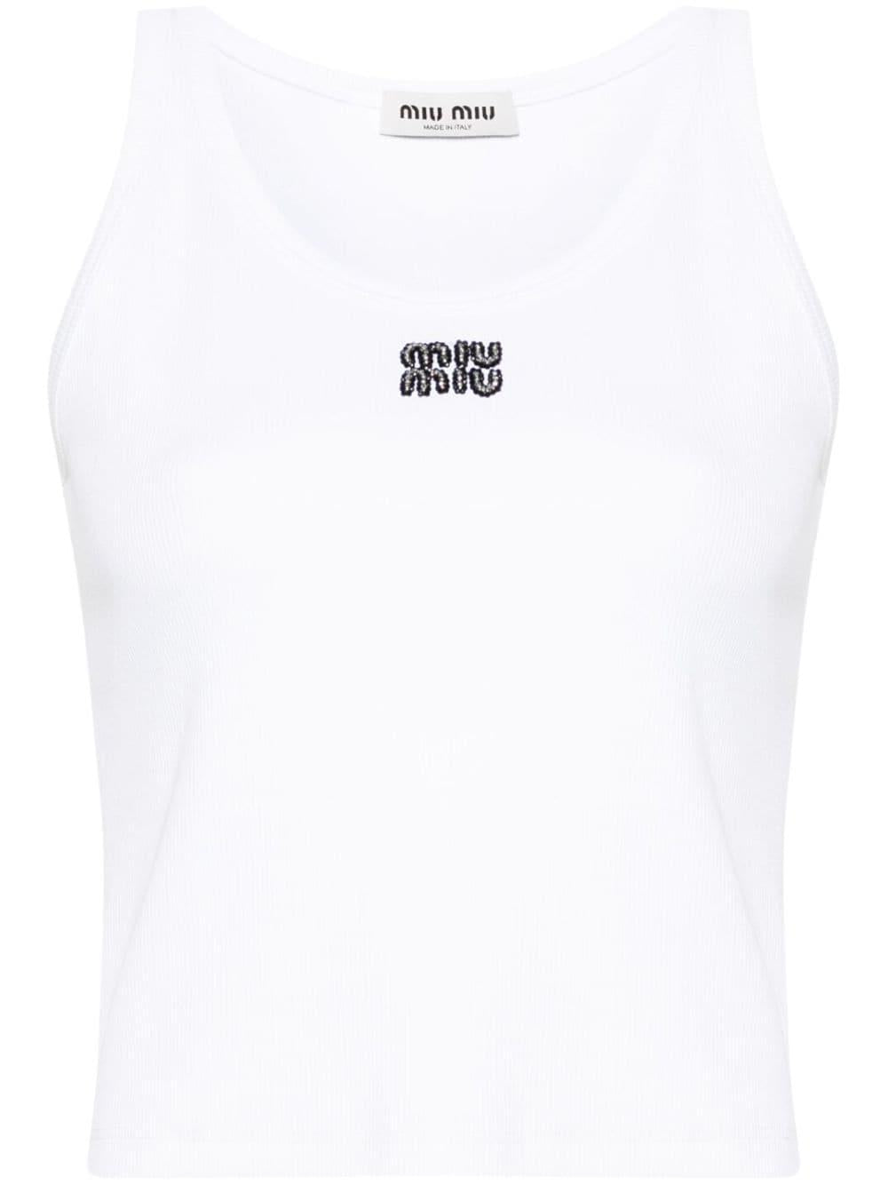 beaded-logo tank top MJT682 S OOO 15NLF0009 MIU MIU 