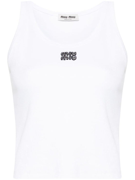 beaded-logo tank top MJT682 S OOO 15NLF0009 MIU MIU 