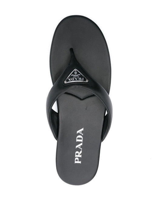 enamel-triangle leather flip flops 1Y456N F 005 2DL8F0002 PRADA 