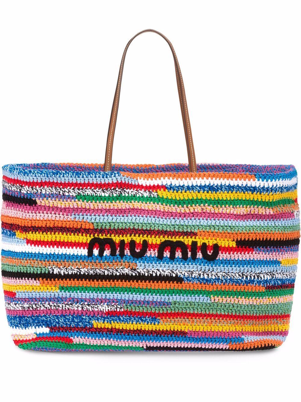large crochet tote bag 5BG228 V ORO 2F46F0055 MIU MIU 