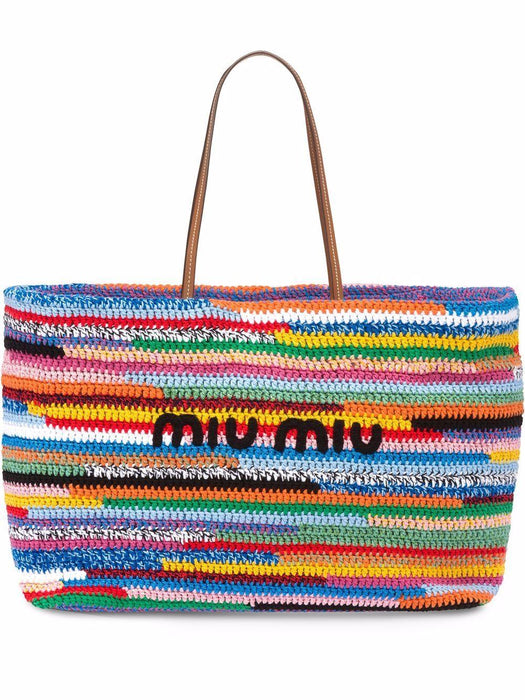 large crochet tote bag 5BG228 V ORO 2F46F0055 MIU MIU 
