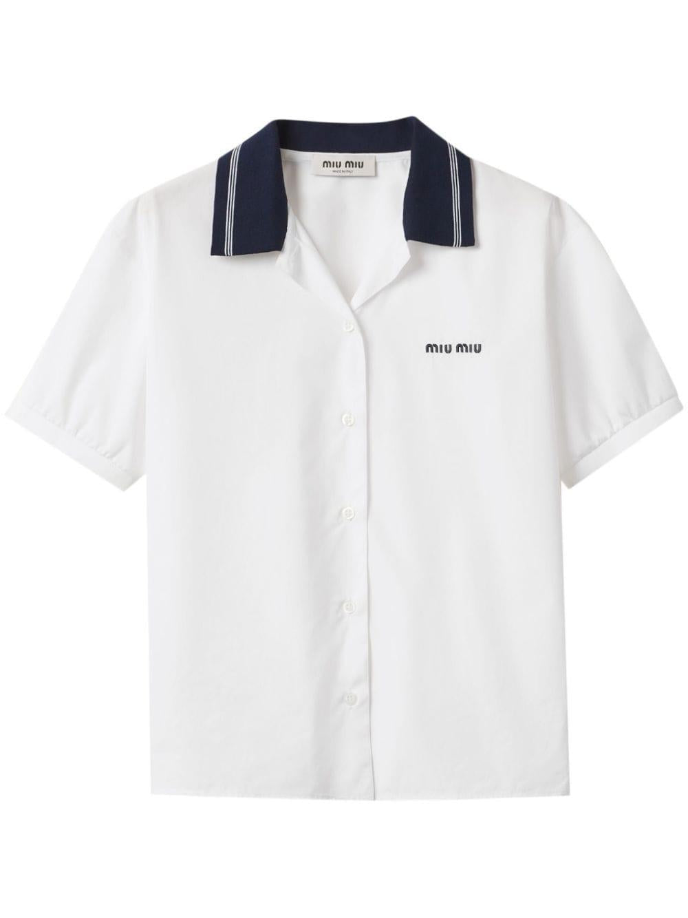 logo-embroidred poplin shirt MK1857 S OOO 10RGF0009 MIU MIU 