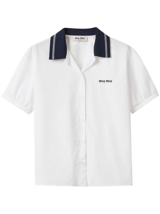 logo-embroidred poplin shirt MK1857 S OOO 10RGF0009 MIU MIU 