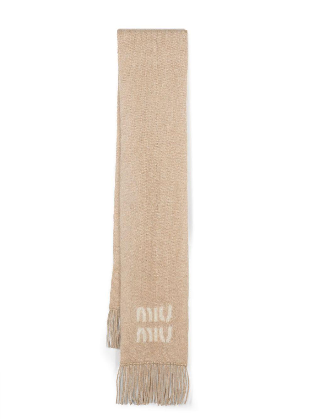 logo-jacquard fringed scarf 5FS062 2CQDF0018 MIU MIU 