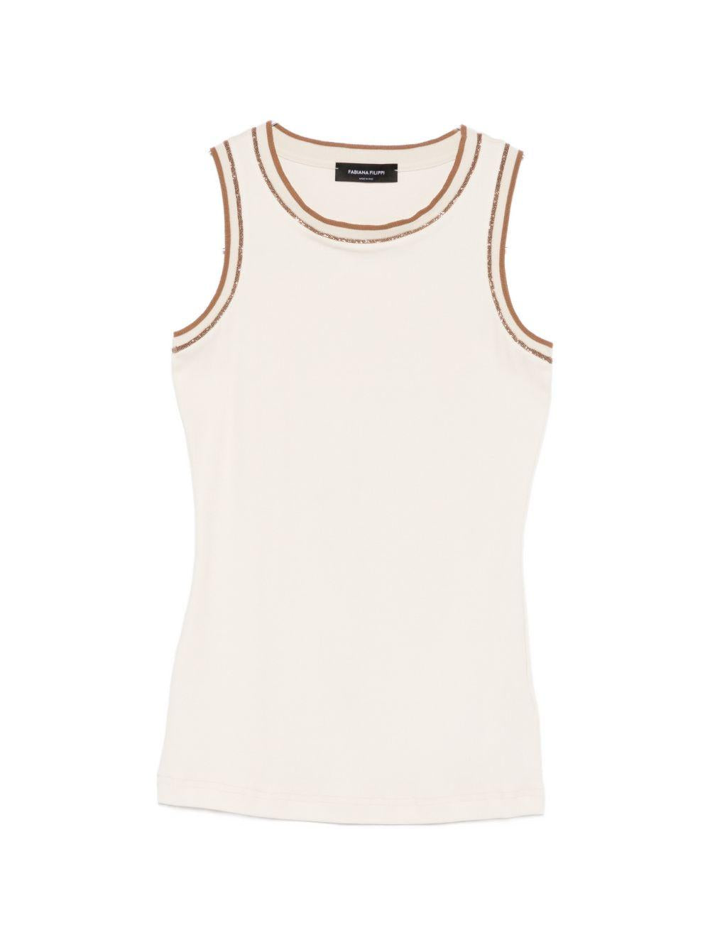 contrast-trim sleeveless tank top<BR/><BR/> JED276F602M203 VR1 FABIANA FILIPPI 