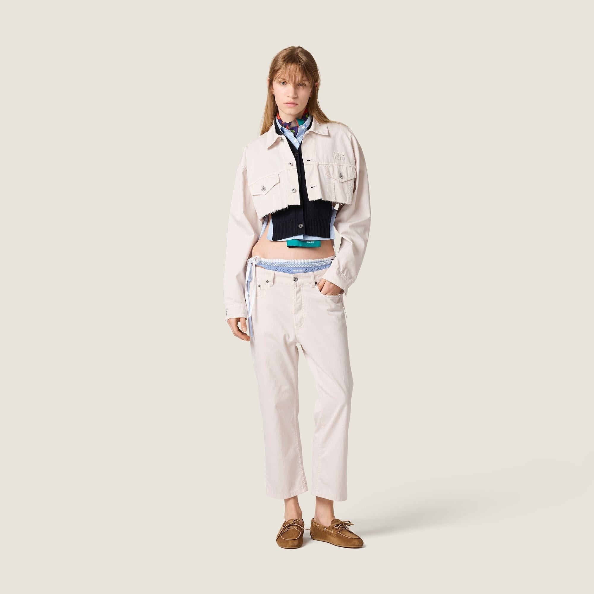Cropped white denim jacket GWB314 S OOO 197VF0009 MIU MIU 