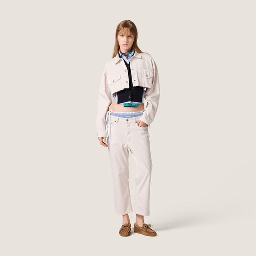 Cropped white denim jacket GWB314 S OOO 197VF0009 MIU MIU 