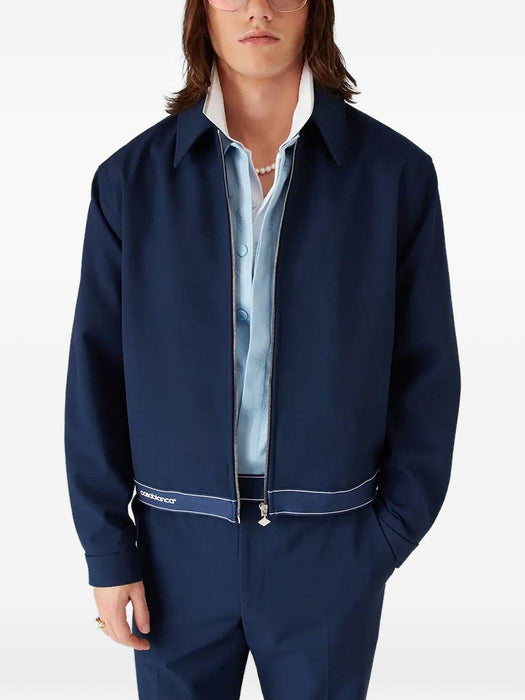 logo-trim shirt jacket M-SP26-JK-442-01 NAVY CASABLANCA 