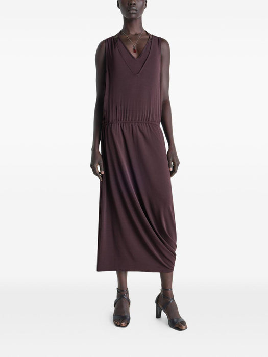 Draped V-neck midi dress DR1146 LJ1050BR523 LEMAIRE 