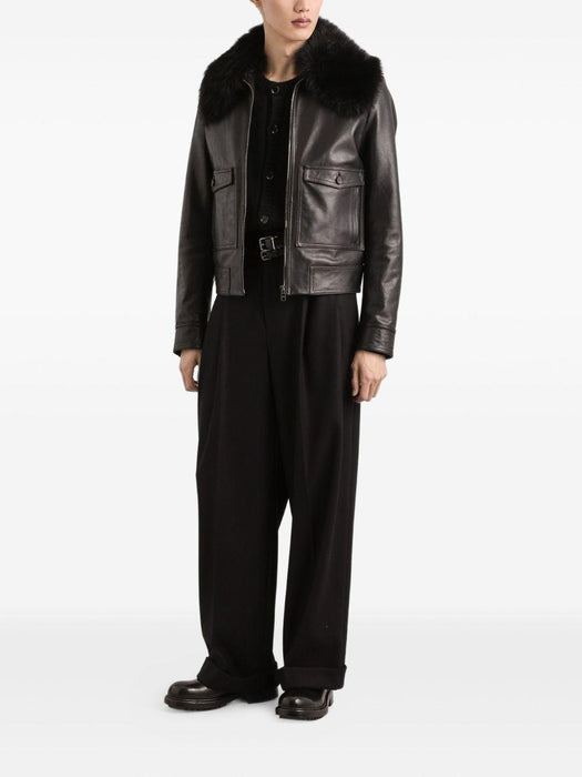 fur-collar leather jacket G9BUQL HULXFN0000 DOLCE & GABBANA 