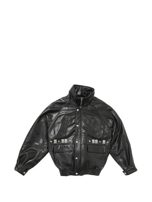 PRINCE PHILLIP'S CHILDHOOD STUDDED LEATHER JACKET 03-0593 BLACK ENFANTS RICHES DÉPRIMÉS 