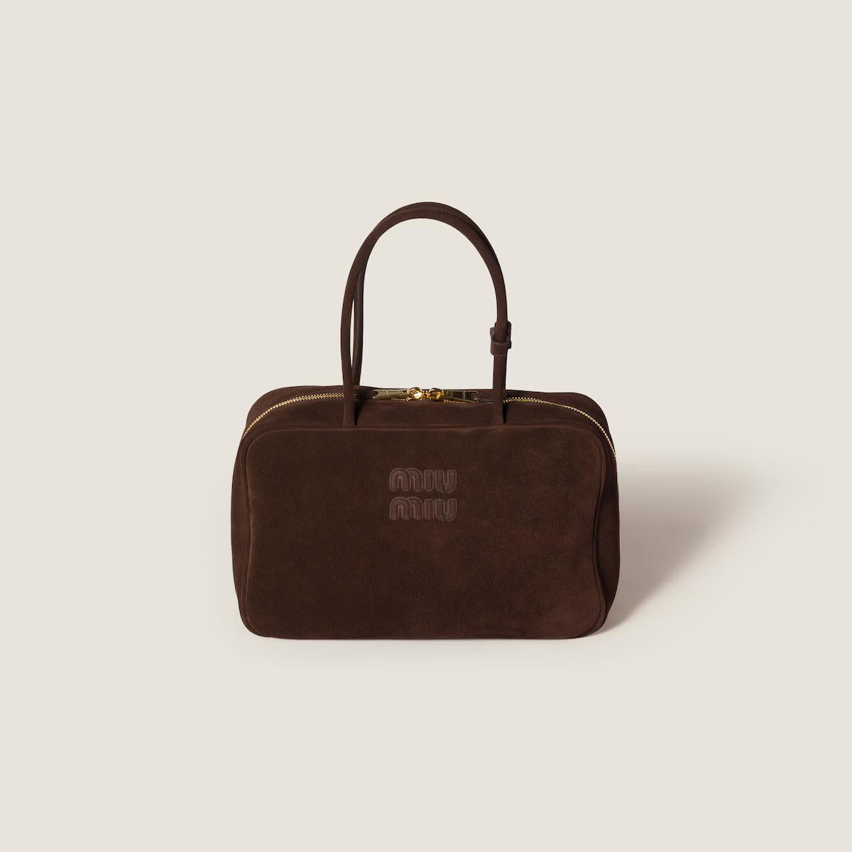 Beau logo-debossed suede bag 5BB117 V MON 2CSSF0003 MIU MIU 