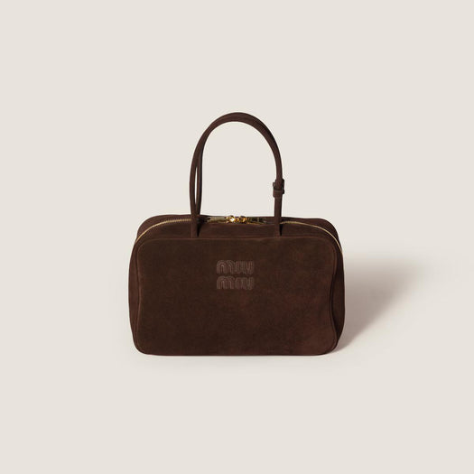 Beau logo-debossed suede bag 5BB117 V MON 2CSSF0003 MIU MIU 