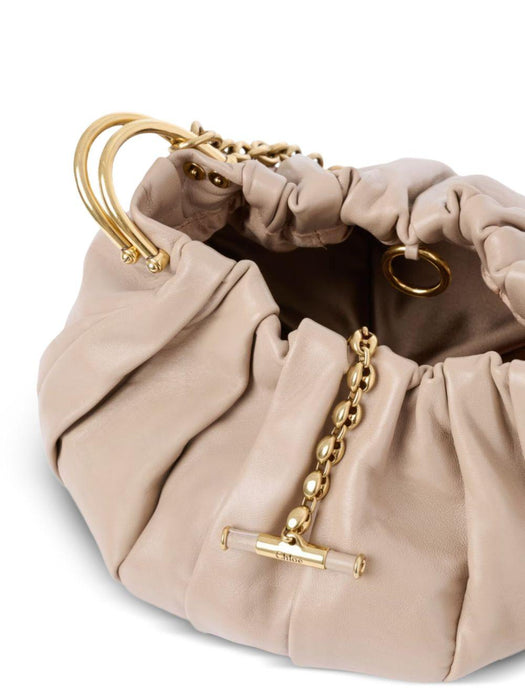 Chloé Plissé shoulder bag with chain in pleated leather<BR/> 26US765S27 25Y CHLOÉ 