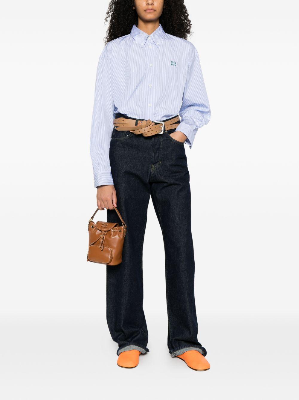 striped logo-embroidered shirt MK1659 S OOO 19EAF0UB3 MIU MIU 