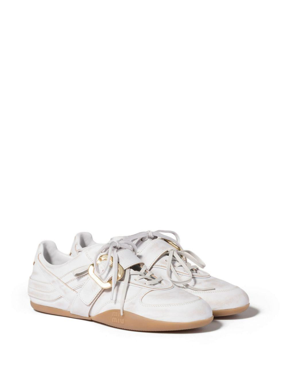 Gymnasium sneakers in antiqued leather 5E549E F A005 3F33F0009 MIU MIU 