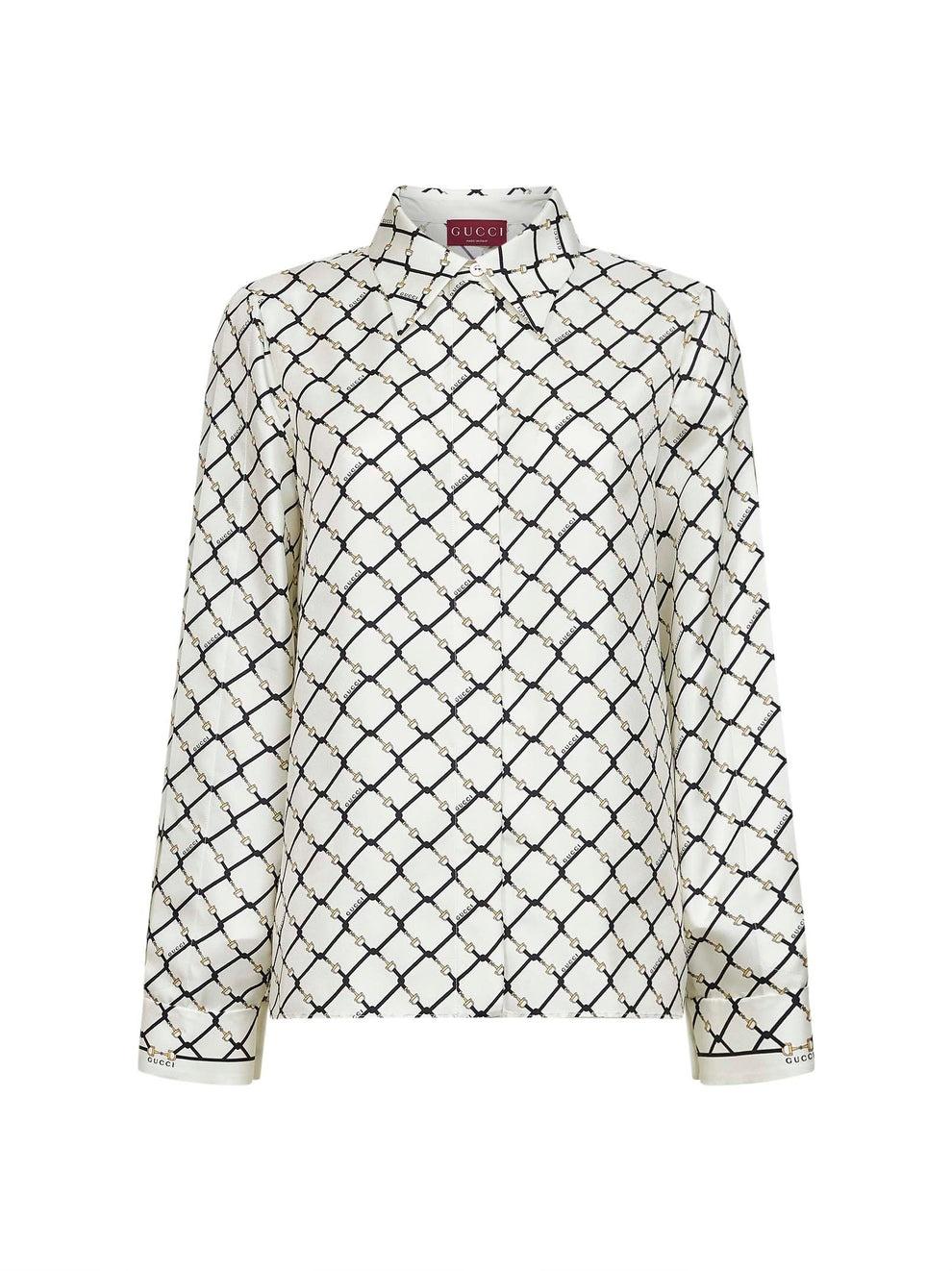 White printed silk twill shirt 852949 ZAUMY9097 GUCCI 