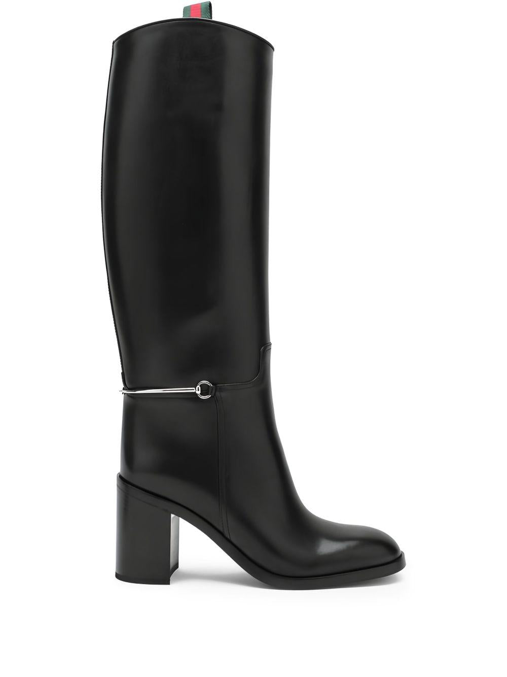 85mm Horsebit-detail leather boots 836109 AAD3I1000 GUCCI 