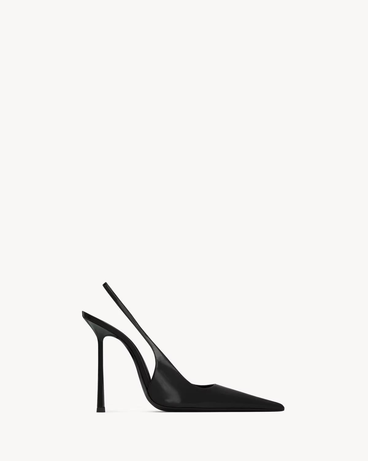 VENDOME slingback pumps in glazed leather<BR/> 840736 AADAA1000 SAINT LAURENT 
