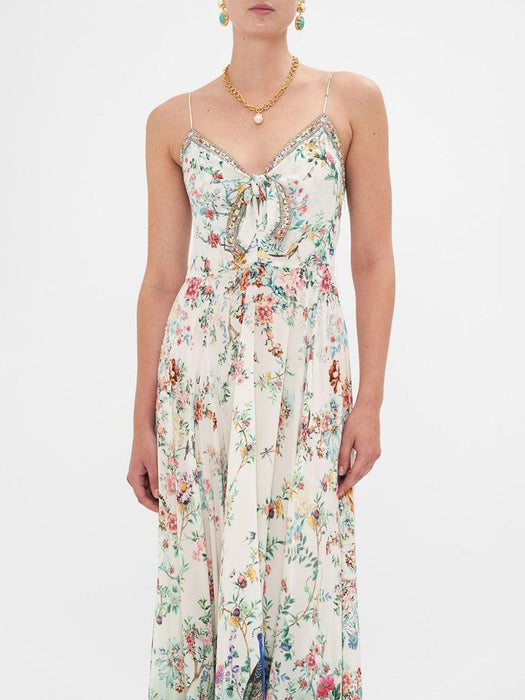 bow-embellished silk dress 00029519 PLUPARTS CAMILLA 