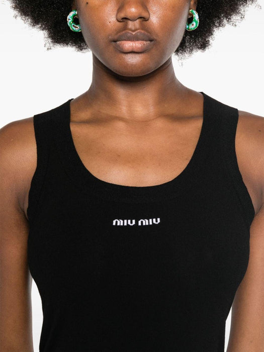 embroidered-logo midi dress MMA878 S OOO 14M4F0002 MIU MIU 