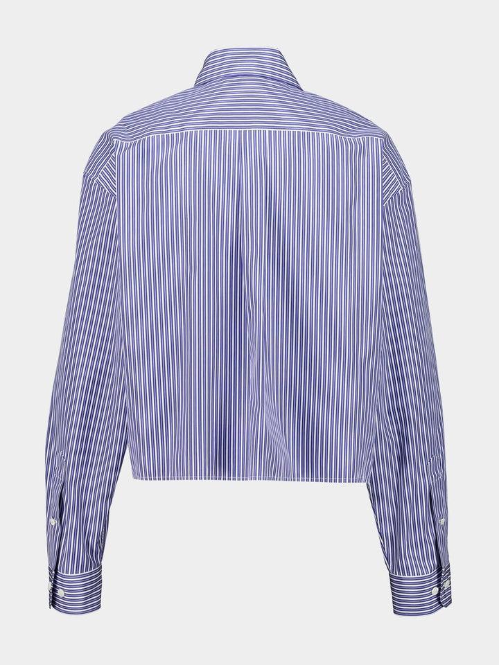 Blue Striped Cotton Shirt with Thread Embroidery MK2047 S OOO 195DF098Z MIU MIU 