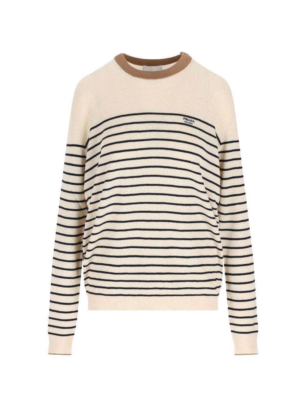 Wool And Cotton Blend Pullover With Jacquard Motif UMF262 S OOO 188YF0018 PRADA 