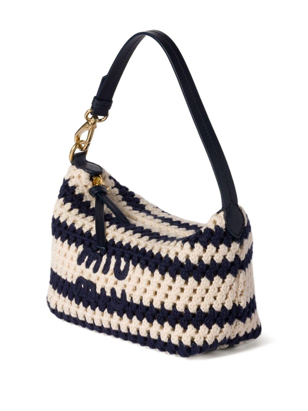 striped crochet shoulder bag 5NE841 2IBAF022X MIU MIU 