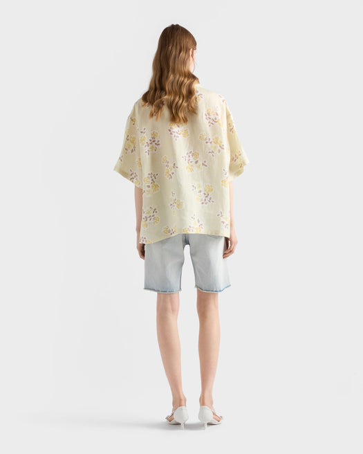 Floral print old linen shirt P447J S OOO 19ZIF0032 PRADA 