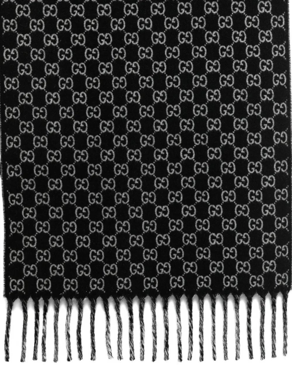 gg-monogram fringed-detail scarf 852038 4GAKX1063 GUCCI 