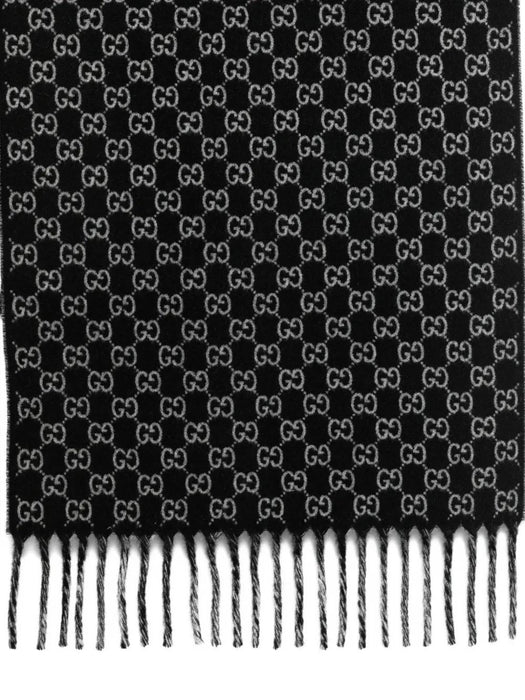 gg-monogram fringed-detail scarf 852038 4GAKX1063 GUCCI 
