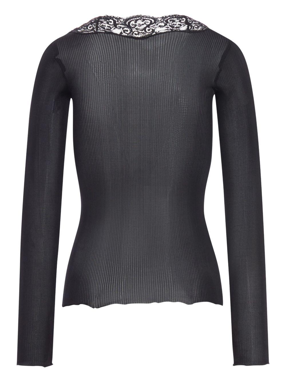 ribbed lace-detail cardigan<BR/><BR/><BR/><BR/><BR/><BR/><BR/><BR/><BR/><BR/><BR/> 839144 Y37SM1000 SAINT LAURENT 