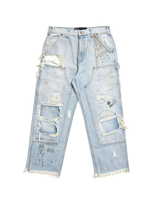 BUSTED DBL KNEE JEAN 5U003Q1010LDM DENIM PALY HOLLYWOOD 