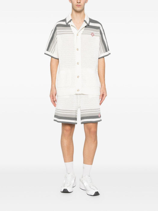 striped crochet shirt M-SP26-KW-933-01 WHITE/GREY CASABLANCA 