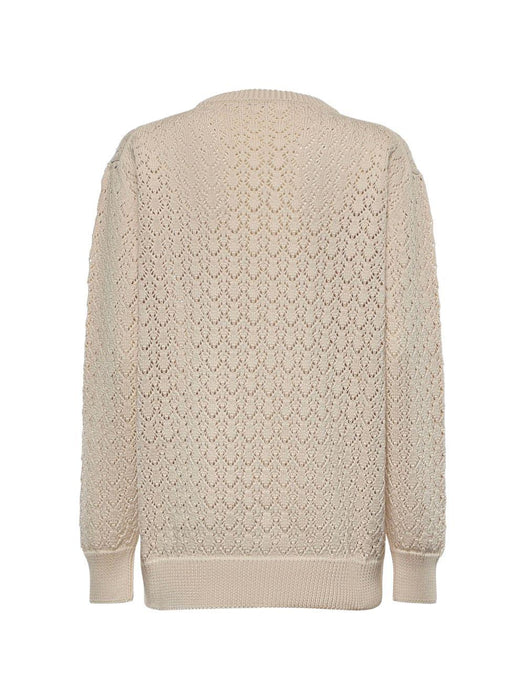Pointelle-knit logo-patch sweater MML05Z 191AF0304 MIU MIU 