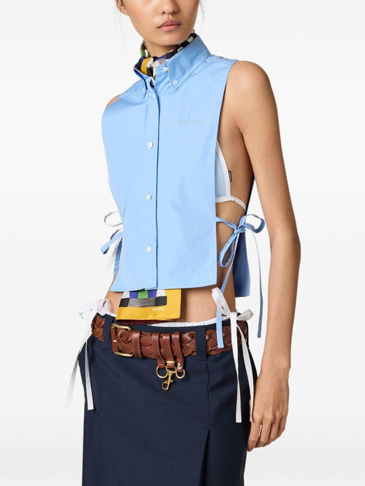 tie side sleeveless shirt MK2024 S OOO 19SEF0076 MIU MIU 