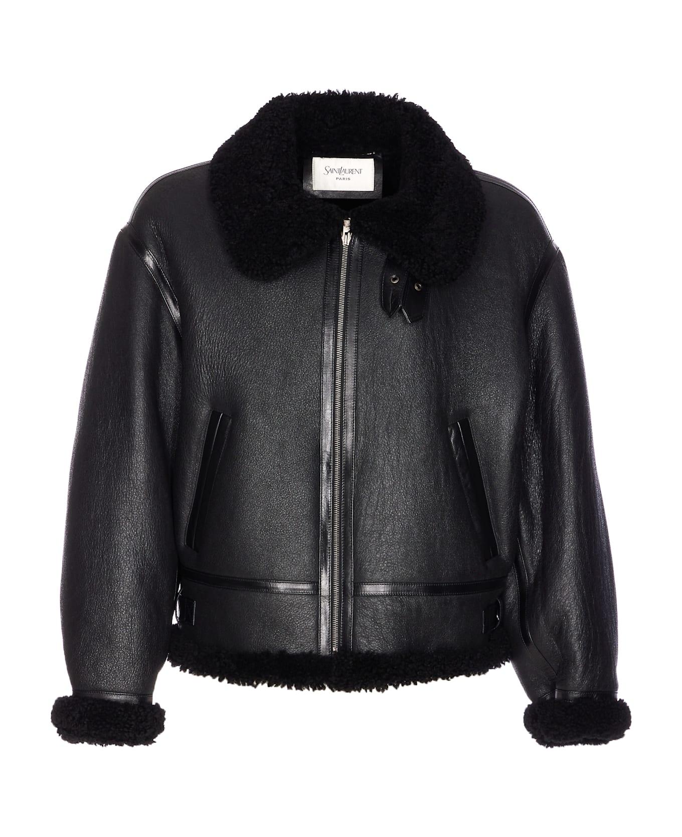 Leather Bomber Jacket<BR/> 837363 YCOW21010 SAINT LAURENT 