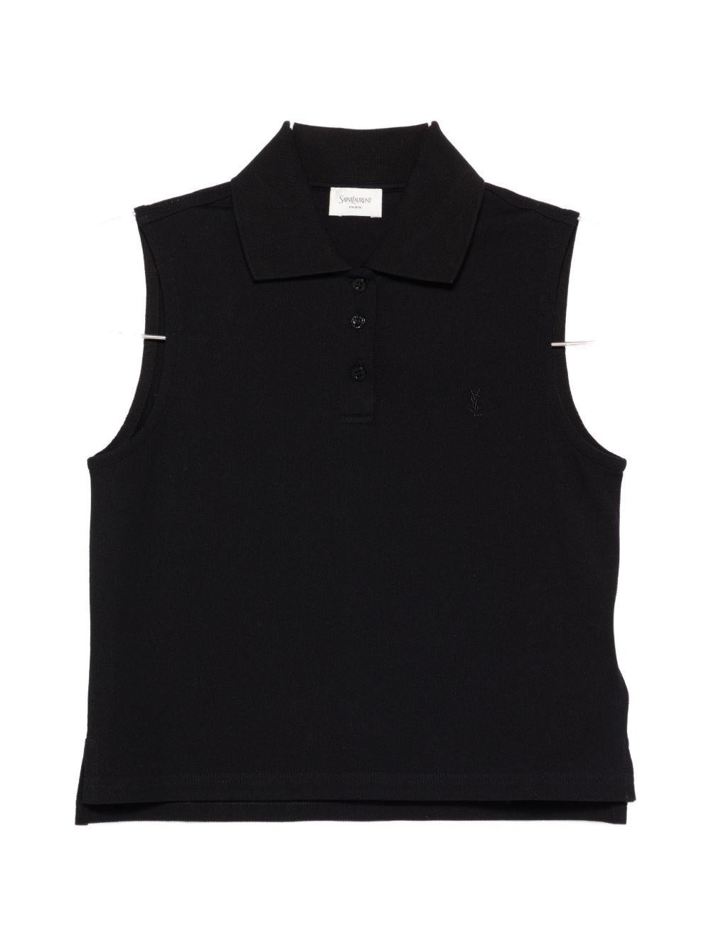 logo-motif polo top<BR/><BR/> 862601 Y37ZE1000 SAINT LAURENT 