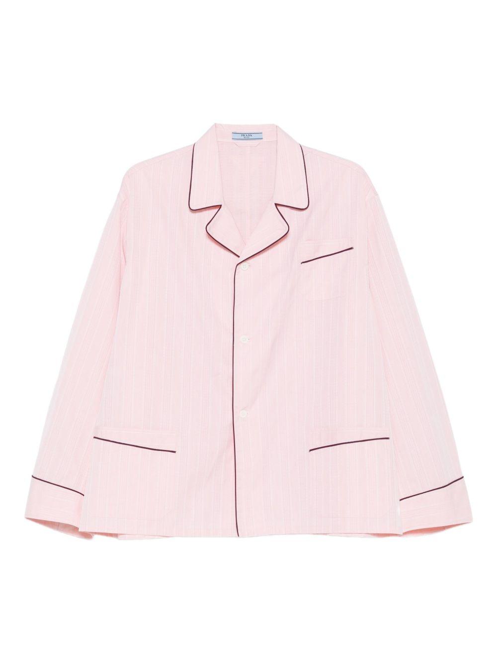 striped contrast-trim shirt<BR/><BR/> P479I S OOO 18OVF0924 PRADA 
