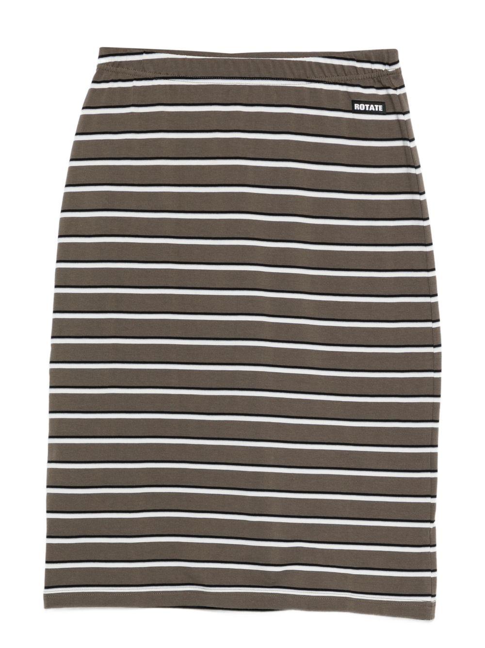 striped logo-patch midi fitted skirt 1154742476 2476 ROTATE 