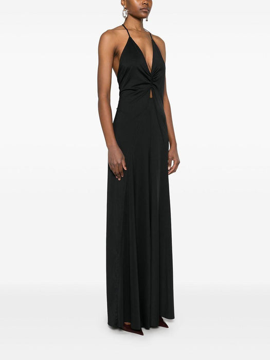 V-neck ruched maxi dress 1225JDR006254A BLACK 1 VICTORIA BECKHAM 