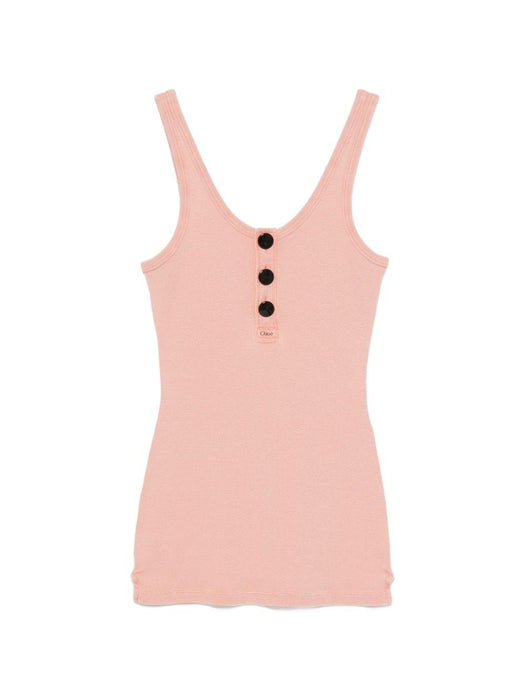 Fitted Henley tank top in cotton jersey 26UJH02089 81Q CHLOÉ 
