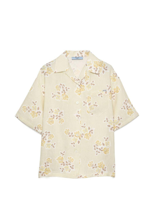 Floral print old linen shirt P447J S OOO 19ZIF0032 PRADA 